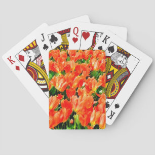 Orange field of tulips playing cards