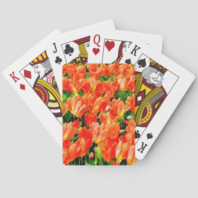 Orange field of tulips playing cards (Back)