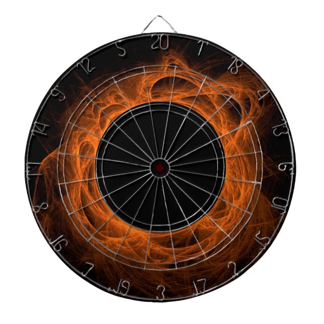 Orange Fiery Eclipse Black Hole Dart Board (Front)