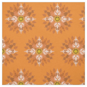 Orange fire paisley oriental pattern fabric