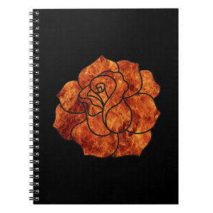 Orange Fire Rose Spiral Notebook