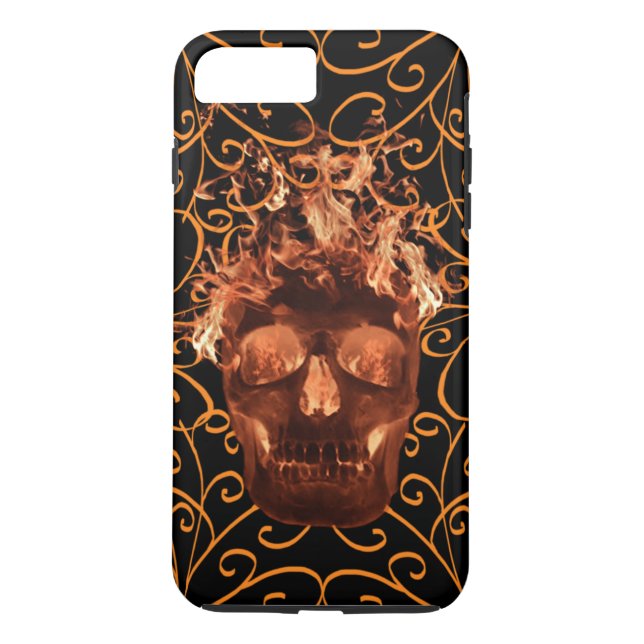 Orange Fire Skull iPhone 7 Case (Back)