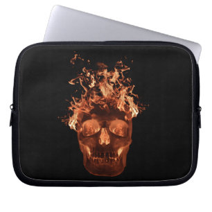 Orange Fire Skull Laptop Sleeve