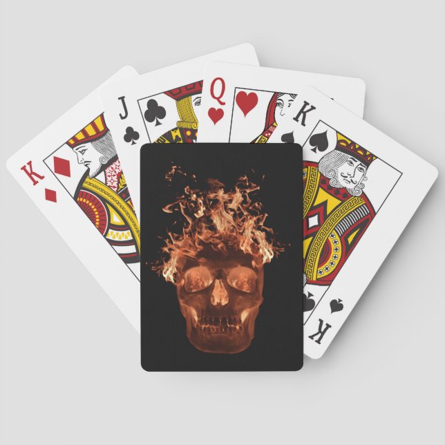 Orange Fire Skull Playing Cards (Back)