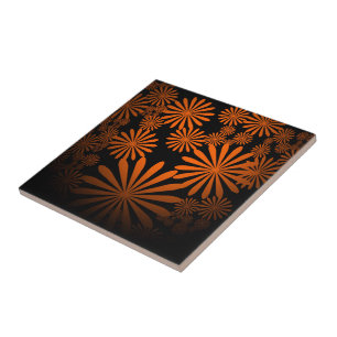 Orange Fireworks Ceramic Tile