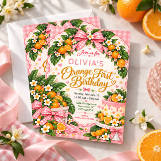 Orange First Birthday Invitation