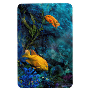 ORANGE FISH BLUE OCEAN MAGNET