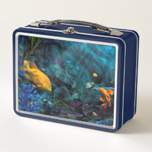 ORANGE FISH BLUE OCEAN METAL LUNCH BOX