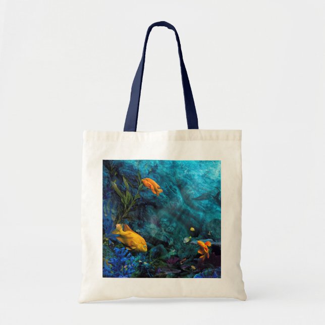 ORANGE FISH BLUE OCEAN TOTE BAG (Front)