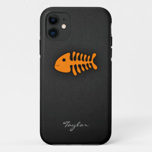 Orange Fish Bones iPhone 11 Case