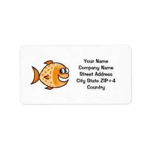 Orange fish return address label