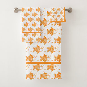 Orange Fishes  Bath Towel Set