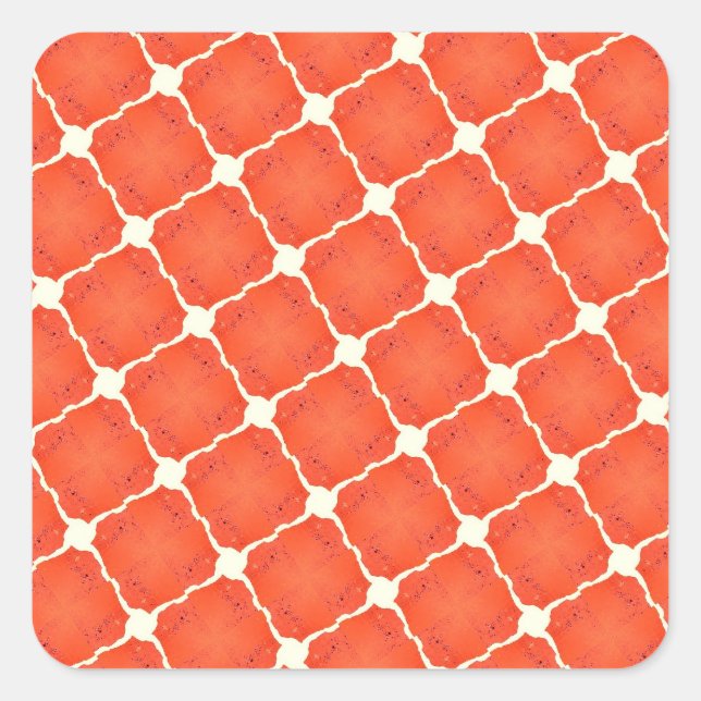 Orange Fishing Net Mosaic Tile Grid Pattern Gifts Square Sticker (Front)