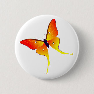 Orange Flame Butterfly Round Button