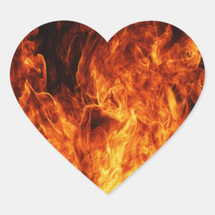 Orange flame heart sticker