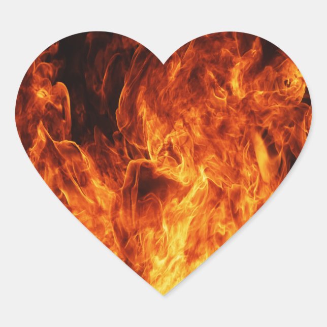 Orange flame heart sticker (Front)