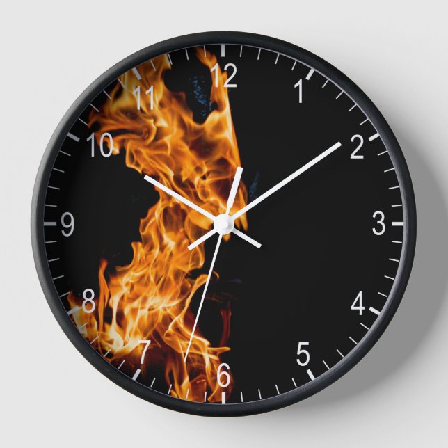 Orange flame label clock (Front)