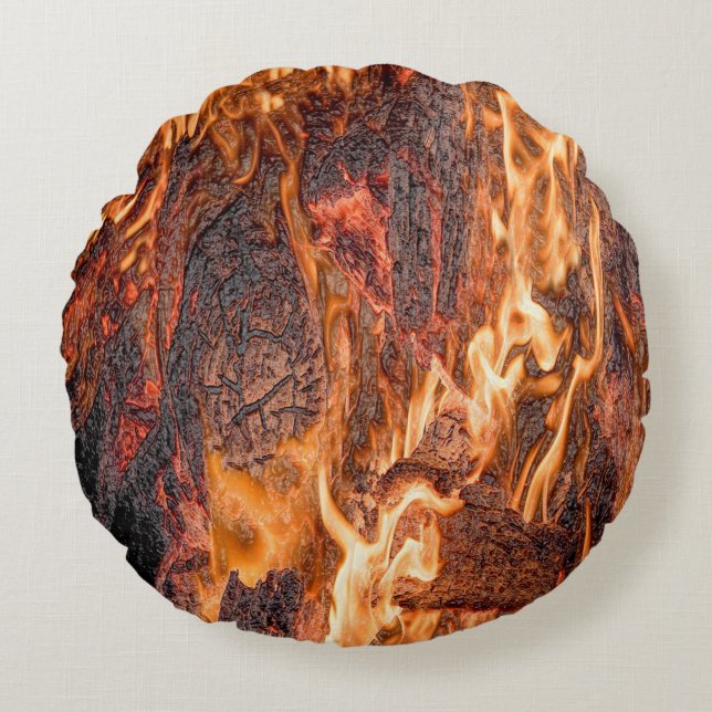 Orange flame round cushion (Front)