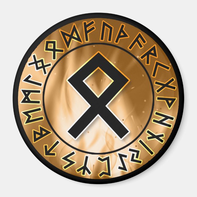Orange Flame Rune Circle [23. Othala] Magnet (Front)