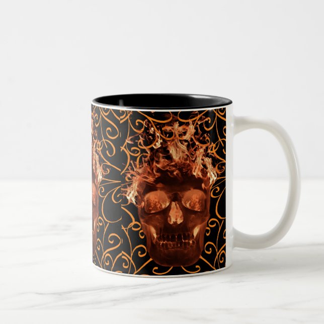 Orange Flame Skull Mug (Right)