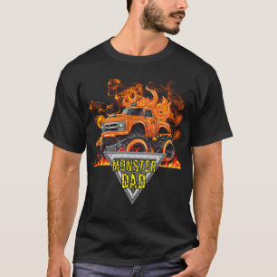 Orange Flames Monster Dad Men's T-Shirt