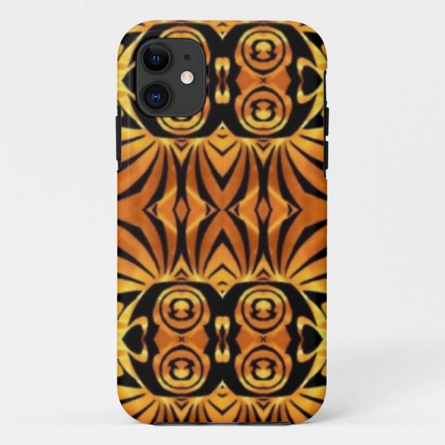 orange flames Native totem pole tribal pattern Case-Mate iPhone Case (Back)