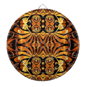 orange flames Native totem pole tribal pattern Dartboard