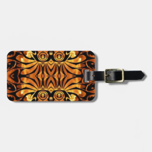 orange flames Native totem pole tribal pattern Luggage Tag