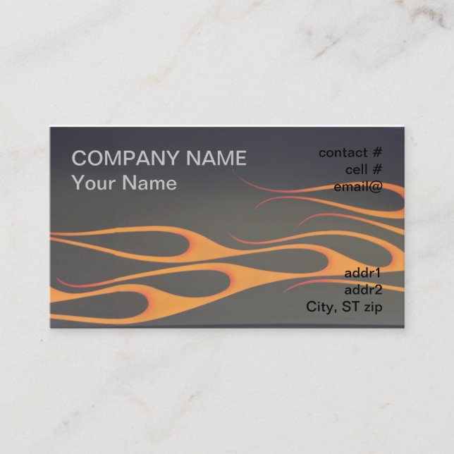 orange flames on black business card (Front)