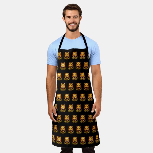 Orange Flaming Fire Tiger Apron (Worn)