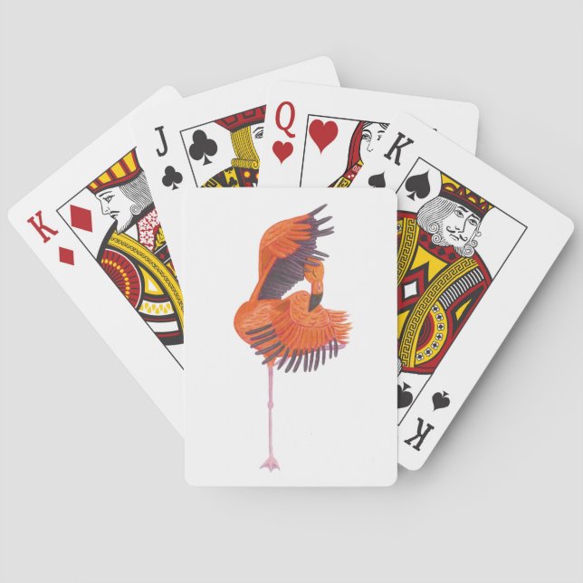 Orange Flamingo in Dance Pose Playing Cards (Back)