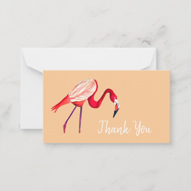 Orange flamingo watercolor bird art card (Front)