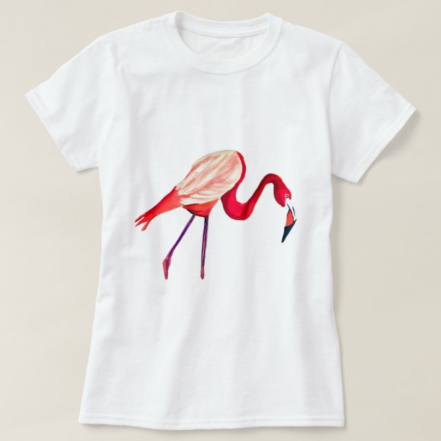 Orange flamingo watercolor bird art T-Shirt (Design Front)