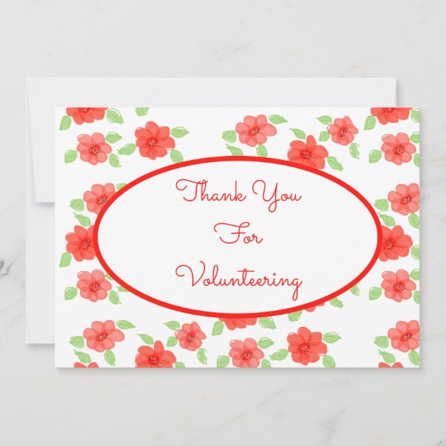 Orange Floral Accented Thank You Card (Front)