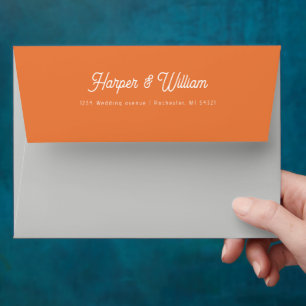 Orange floral address wedding envelope