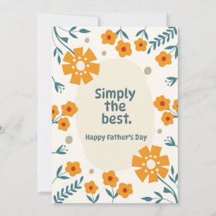 Orange Floral and Teal Leaves Father's Day Card