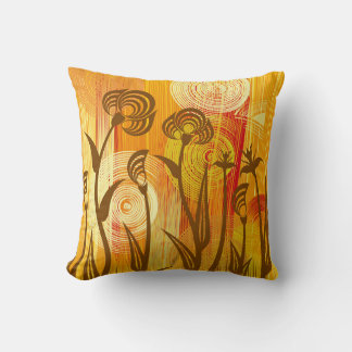 Orange floral background cushion