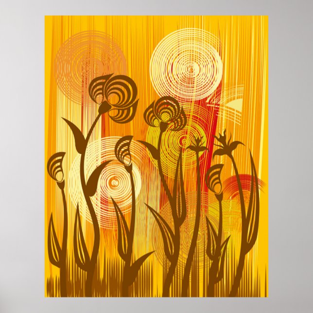 Orange floral background poster (Front)