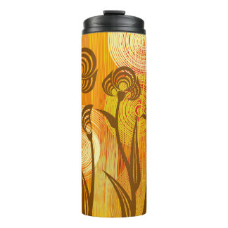 Orange floral background thermal tumbler