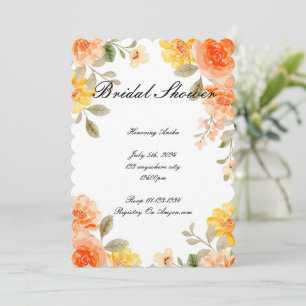 ORANGE FLORAL BOTANICAL BRIDAL SHOWER INVITATION