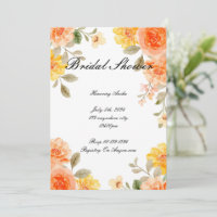 ORANGE FLORAL BOTANICAL BRIDAL SHOWER INVITATION
