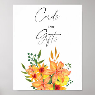 Orange Floral Bridal Shower - Cards & Gifts Poster