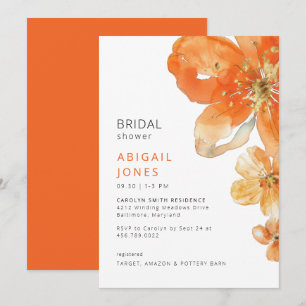 Orange Floral Bridal Shower Invitation