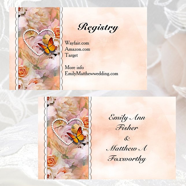 Orange Floral Butterfly Wedding Gift Registry Enclosure Card (Orange Floral Butterfly Wedding Gift Registry Enclosure Card)