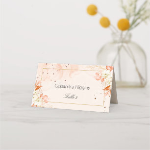 Orange Floral Celestial Wedding Table Seating Place Card