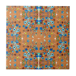 orange floral ceramic tile
