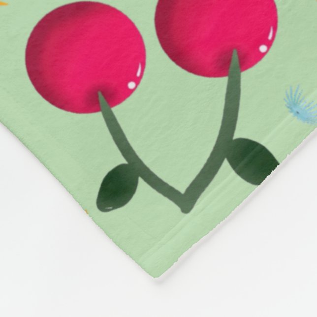 Orange Floral Cherry Pattern | Cute Girly Fruit   Fleece Blanket (Corner)