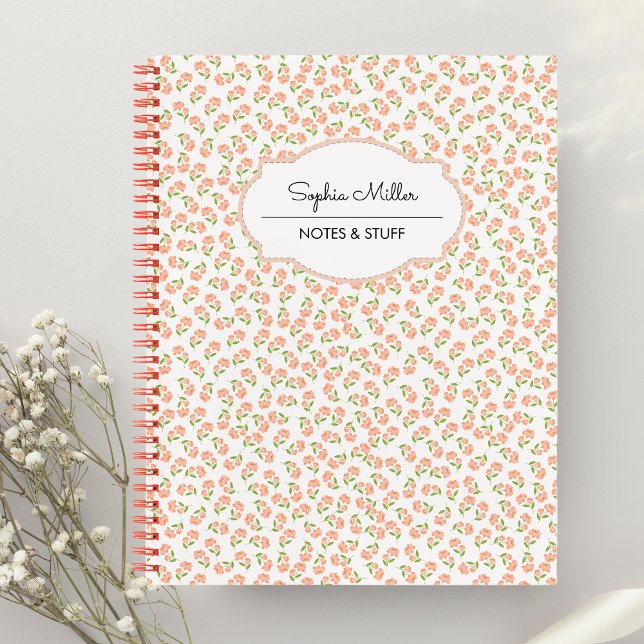 Orange Floral Coquette Custom Personalised Spiral Notebook (Creator Uploaded)