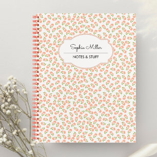 Orange Floral Coquette Custom Personalized Spiral Notebook