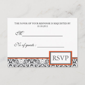 Orange floral Damask RSVP Invite